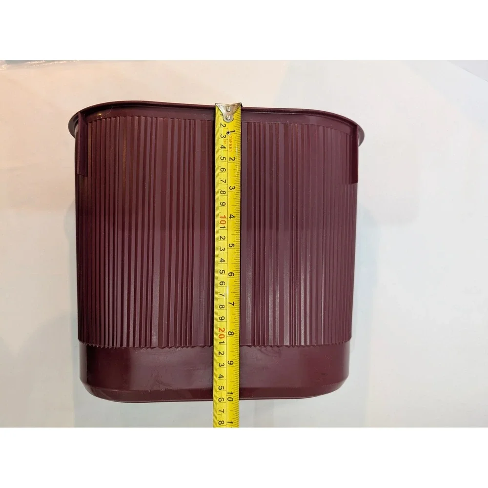 Vintage Rubbermaid Wastebasket Maroon Ribbed Plastic Trash Can 2954